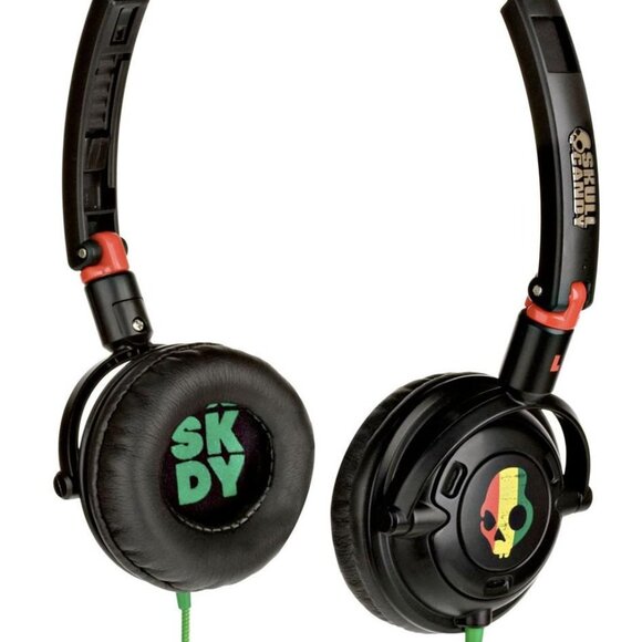 Skullcandy Lowrider On Ear 40mm Headphones Rasta Edition RARE
